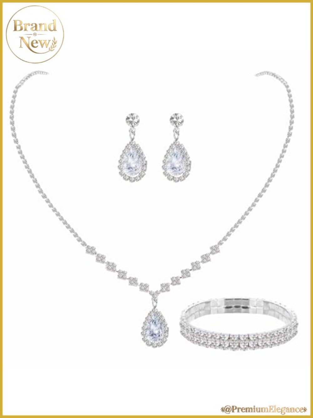 Cubic Zirconia Crystal Bridal Jewelry Set Earrings Bracelet Wedding Prom